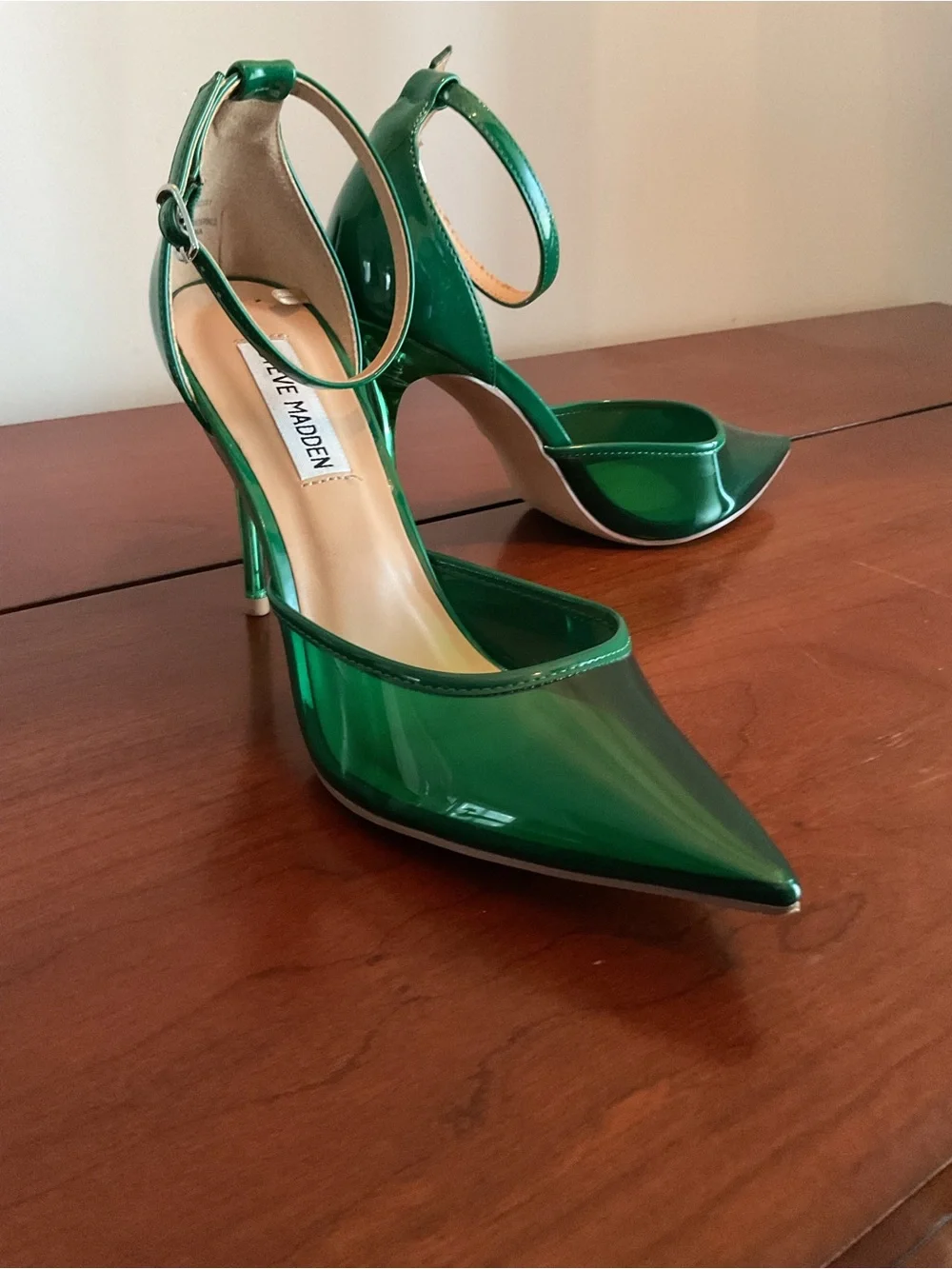 Steve Madden Emerald Patent Pointed-Toe Ankle-Strap Heels